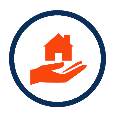 Hand holding a house icon representing property management and home improvement services by Coast Carpentry.